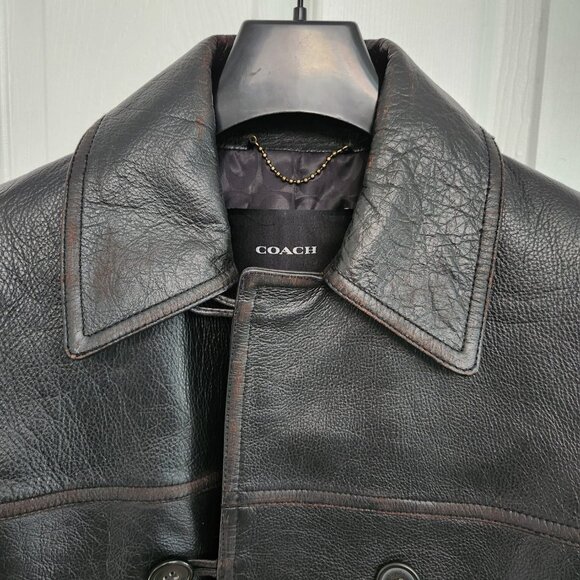 COACH Leather Peacoat Size M (Oversized) - Picture 10 of 15